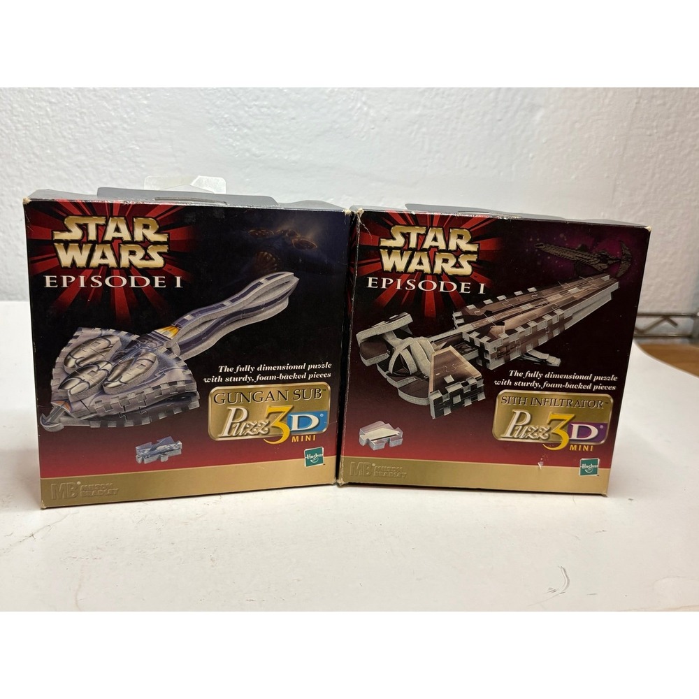 Lot of 2 Star Wars Episode I Puzz 3D Mini Puzzles Gungan Sub & Sith Infiltrator